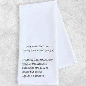 NWT SARCASTIC 100 Percent Cotton White Tea Towel